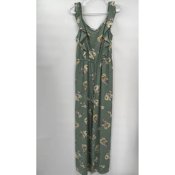 Xhilaration Koolot style silky‎ jade floral pant jumpsuit Size M - Picture 1 of 7